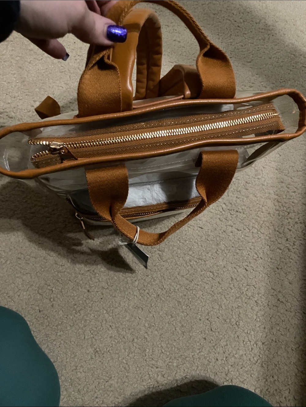 Universal Thread Clear Cube Backpack with Tan Trim - Picture 5 of 5